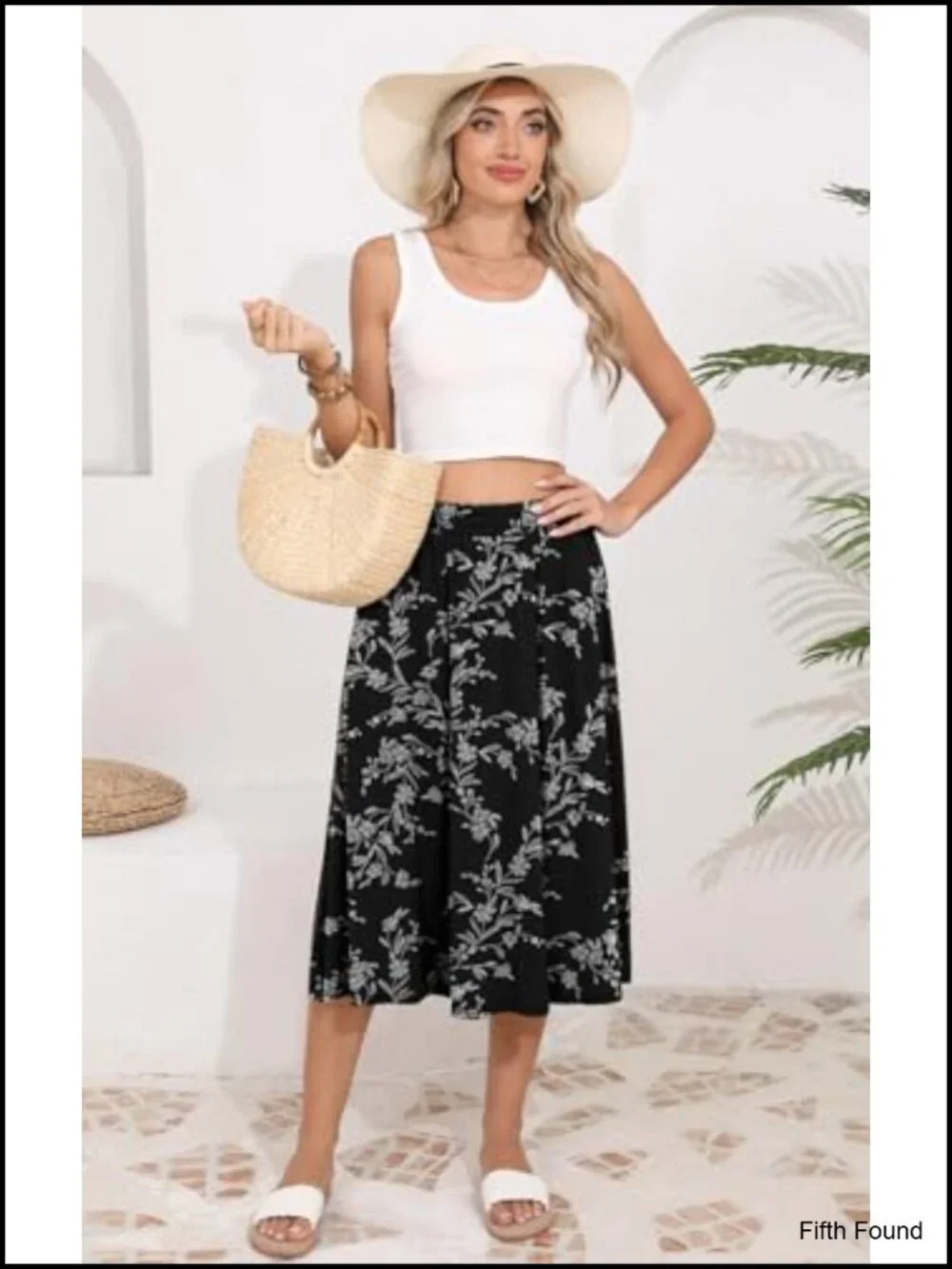 Flowy High Waisted Pleated Midi Skirt with Pockets